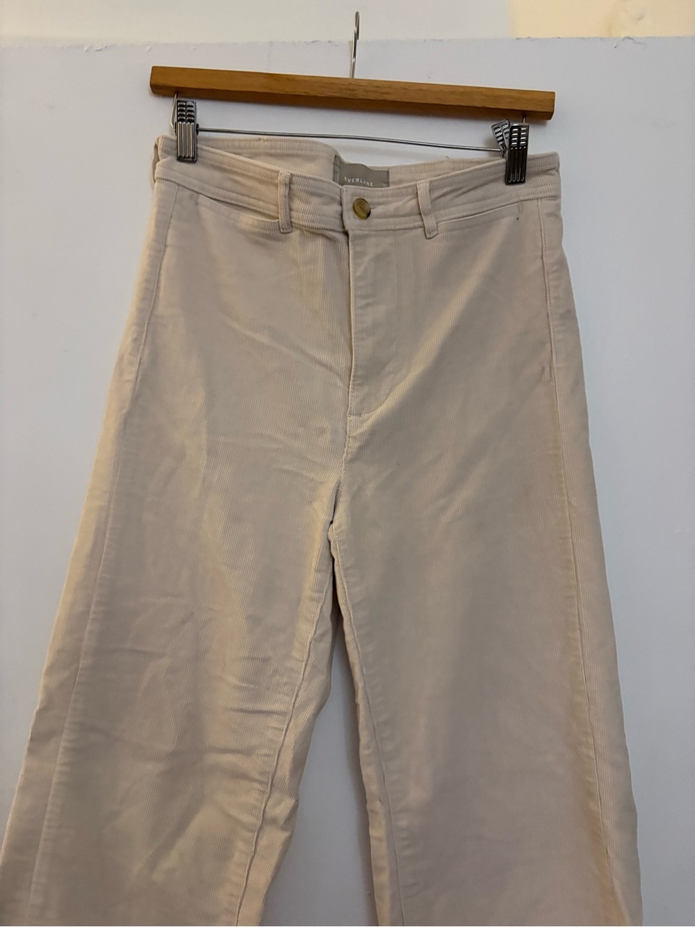Everlane Light Cream Wide-Leg Corduroy Pants